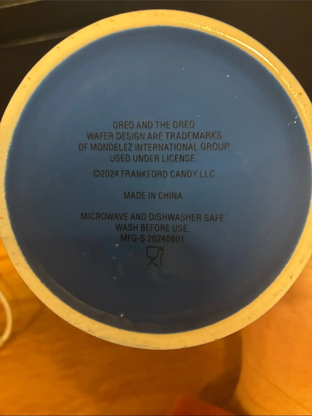 Oreo Branded Blue Ceramic Mug with Cookie Graphic